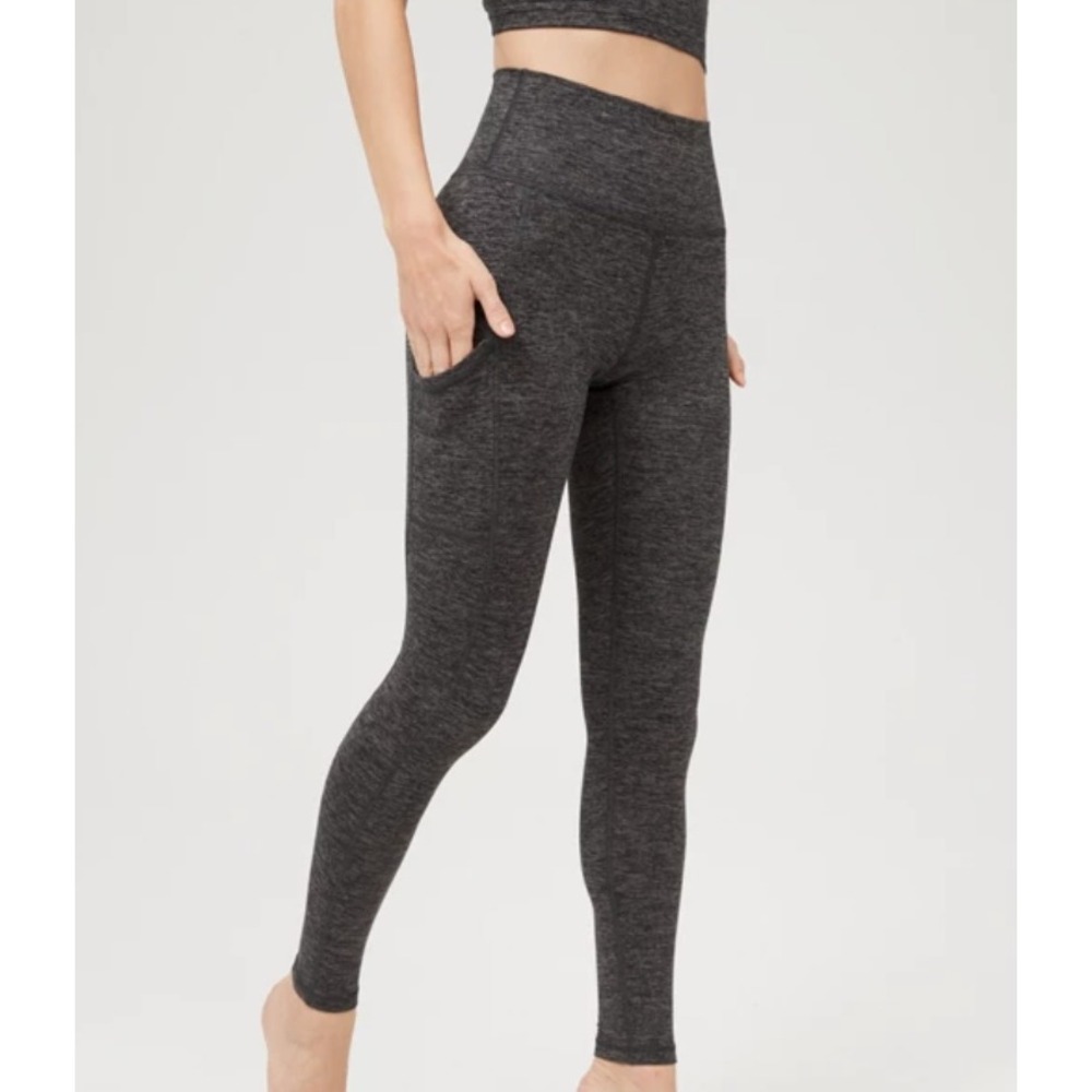 OFFLINE by Aerie The Hugger Leggings Heathered Gray High Rise Pockets Large L G